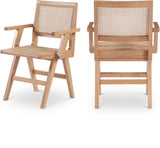 Preston Natural Cane Mid-Century Dining Arm Chair Set - Stylish Comfort for Every Dining Space