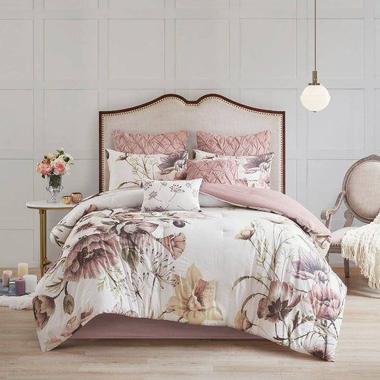 Shabby Chic Floral Comforter/Duvet Cover Set, Blush