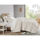 Grid Pattern Soft Washed Pleated Duvet Cover Set, Neutral