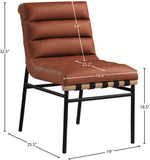 Burke Contemporary Dining Chair Set - Stylish Faux Leather Design with Matte Metal Frame & Oak Accent