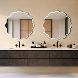 Kushi Round Scalloped Edge Mirror in Glossy White