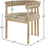 Marcello Contemporary Dining Chair Set - Luxurious Velvet with Durable Brushed Brass Frame