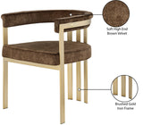 Marcello Contemporary Dining Chair Set - Luxurious Velvet with Durable Brushed Brass Frame