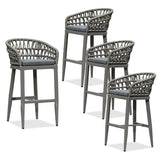 PURPLE LEAF Outdoor Bar Stools Counter Stools Rattan Bar Stools Chair with Backrest for Indoor or Outdoor, Kitchen lsland