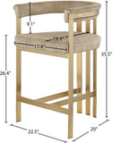 Marcello Contemporary Counter Stool - Luxurious Velvet and Durable Brass Frame for Modern Dining Spaces
