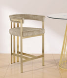 Marcello Contemporary Counter Stool - Luxurious Velvet and Durable Brass Frame for Modern Dining Spaces