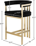Marcello Contemporary Counter Stool - Luxurious Velvet and Durable Brass Frame for Modern Dining Spaces