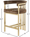 Marcello Contemporary Counter Stool - Luxurious Velvet and Durable Brass Frame for Modern Dining Spaces