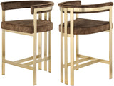 Marcello Contemporary Counter Stool - Luxurious Velvet and Durable Brass Frame for Modern Dining Spaces