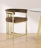 Marcello Contemporary Counter Stool - Luxurious Velvet and Durable Brass Frame for Modern Dining Spaces
