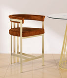 Marcello Contemporary Counter Stool - Luxurious Velvet and Durable Brass Frame for Modern Dining Spaces