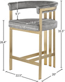 Marcello Contemporary Counter Stool - Luxurious Velvet and Durable Brass Frame for Modern Dining Spaces