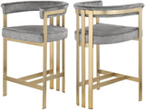Marcello Contemporary Counter Stool - Luxurious Velvet and Durable Brass Frame for Modern Dining Spaces