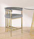 Marcello Contemporary Counter Stool - Luxurious Velvet and Durable Brass Frame for Modern Dining Spaces
