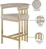 Marcello Contemporary Counter Stool - Luxurious Velvet and Durable Brass Frame for Modern Dining Spaces