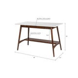Wooden Office Writing Desk with Bottom Shelf, Pecan *