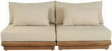 Mirella - 2 Piece Water Resistant Fabric 74" Upholstered Outdoor Patio Modular Armless Loveseat