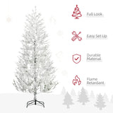 HOMCOM 7 Foot Snow Flocked Artificial Christmas Tree with 240 Fir Realistic Branches, Auto Open, Green