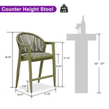 PURPLE LEAF Outdoor Bar Stools Set of 2 – Counter Stools Bar Stools with Aluminum Frame & Backrest for Patio, Kitchen Island & Bistro Stools