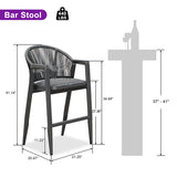 PURPLE LEAF Outdoor Bar Stools Set of 2 – Counter Stools Bar Stools with Aluminum Frame & Backrest for Patio, Kitchen Island & Bistro Stools