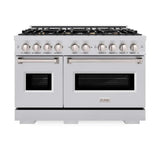 ZLINE 48" Dual Fuel Range, Gas Cooktop, Electric Convection Oven Stainless Steel, CDR-BR-48