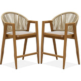 PURPLE LEAF Outdoor Bar Stools Set of 2 – Counter Stools Bar Stools with Aluminum Frame & Backrest for Patio, Kitchen Island & Bistro Stools