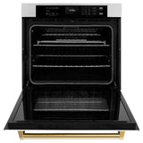 ZLINE 30" Autograph Edition Professional True Convection Single Wall Oven, Air Fry, Self Clean, White Matte, Gold WASZ-WM-30-G