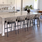 PURPLE LEAF Bar Stool Rattan Bar Stools Counter Stools with Back Metal Bar Height Stool Outdoor Bar Chair for Garden Kitchen