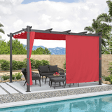 PURPLE LEAF Outdoor Pergola with Retractable Canopy Aluminum Shelter for Beach Porch Garden Shade Pavilion Pergola with Curtains