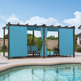 PURPLE LEAF Outdoor Pergola with Retractable Canopy Aluminum Shelter for Beach Porch Garden Shade Pavilion Pergola with Curtains