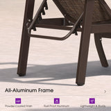 PURPLE LEAF Outdoor Chaise Lounge Chair Patio Pool Lounger Aluminum Chairs with Side Table and Wheels Adjustable Tanning Recliner with Armrests for Outside Backyard Deck Beach