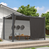 PURPLE LEAF Outdoor Pergola with Retractable Canopy Aluminum Shelter for Beach Porch Garden Shade Pavilion Pergola with Curtains