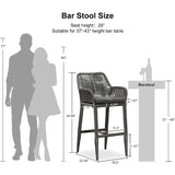 PURPLE LEAF Modern Bar Stools Aluminum Bar Stool with Cushion for Indoor and Outdoor, Kitchen Island