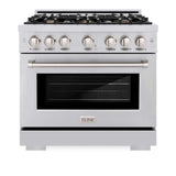 ZLINE 36" Select Dual Fuel Range Gas Cooktop Electric Convection Oven Stainless Steel Brass Burners HDR-BR-36