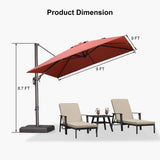 PURPLE LEAF Patio Cantilever Umbrella with Aluminum Offset Hanging for Pool Garden Deck