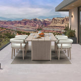 PURPLE LEAF Patio Dining Set Luxury Modern Conversation Set Aluminum Large Rectangle Dining Table and Chairs with Olefin Cushion Outdoor Furniture Set for Garden Porch Deck Backyard
