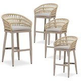 PURPLE LEAF Outdoor Bar Stools Counter Stools Rattan Bar Stools Chair with Backrest for Indoor or Outdoor, Kitchen lsland