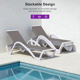 PURPLE LEAF Patio Chaise Lounge Chair Outdoor Plastic Textilene Sun Bathing Recliner Tanning Pool Lounger with 6 Adjustable Position for Outside Beach in-Pool Lawn Poolside