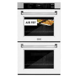 ZLINE 30"Professional True Convection Double Wall Oven, Air Fry, Self Clean, White Mattel WAD-WM-30