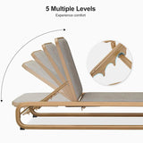 PURPLE LEAF Patio Chaise Lounge with Cushion Aluminum Tanning Chair Lounge Adjustable Reclining Set