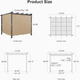 PURPLE LEAF Outdoor Pergola with Retractable Canopy Aluminum Shelter for Beach Porch Garden Shade Pavilion Pergola with Curtains