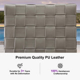 PURPLE LEAF Outdoor Counter Height Stools Set of 2, PU Leather Patio Bar Set with Aluminum Frame, Bar Chairs for Poolside, Garden, Kitchen Island