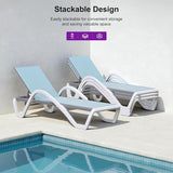 PURPLE LEAF Patio Chaise Lounge Chair Outdoor Plastic Textilene Sun Bathing Recliner Tanning Pool Lounger with 6 Adjustable Position for Outside Beach in-Pool Lawn Poolside