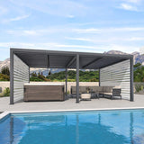 PURPLELEAF Outdoor Louvered Pergola Roller Blinds with Thermal Insulated, UV Protection Waterproof Fabric, Privacy Protection for Pergola, Easy to Install