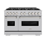 ZLINE 48" Dual Fuel Range, Gas Cooktop, Electric Convection Oven DuraSnow® Stainless Steel, CDRS-48