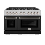 ZLINE 48" Select Gas Range Convection Gas Oven DuraSnow® Stainless Steel Black Matte Door HGRS-BLM-48