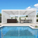 PURPLELEAF Outdoor Louvered Pergola Roller Blinds with Thermal Insulated, UV Protection Waterproof Fabric, Privacy Protection for White Pergola, Easy to Install