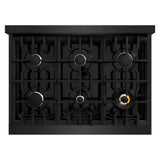 ZLINE 36" Dual Fuel Range, Gas Cooktop, Electric Convection Oven Black Stainless Steel, CDRB-36