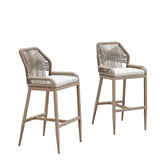 PURPLE LEAF Patio Sunbrella Bar Stools Set of 2 Rattan Bar Aluminum Bar Stool Outdoor Barstools with Back and Cushion for Garden Kitchen Island