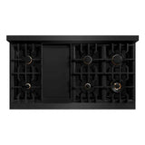 ZLINE 48" Dual Fuel Range, Gas Cooktop, Electric Convection Oven Black Stainless Steel, Gold CDRBZ-48-G